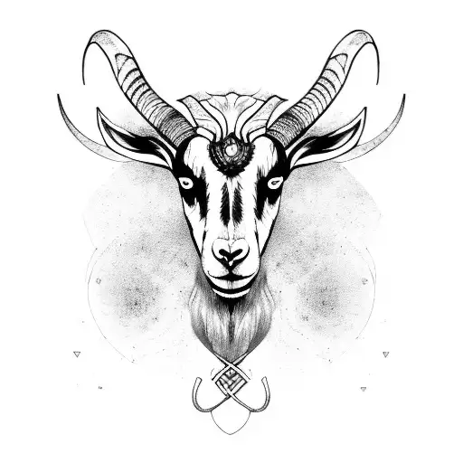 Viking inspired goat head tattoo design idea