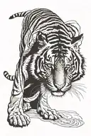 Tiger coming out of hiding and letting go of anxiety. tattoo design idea