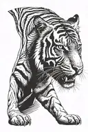 Tiger coming out of hiding and letting go of anxiety. tattoo design idea