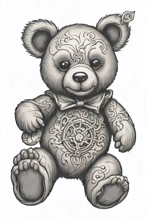 teddy bear holding tattoo design idea