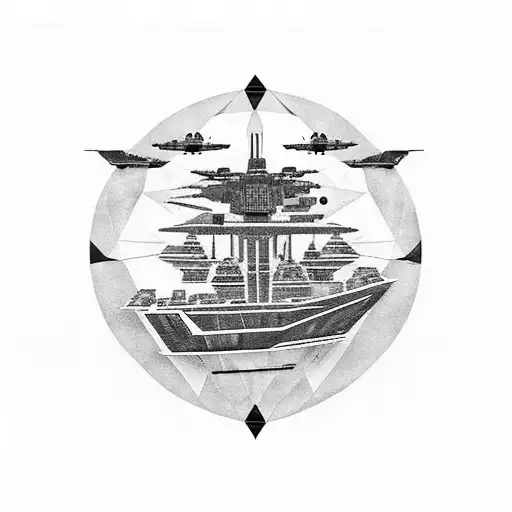 darth vader ship chasing anakin skywalker's ship tattoo design idea