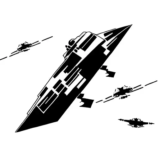 darth Vader's ship chasing anakin skywalker's ship tattoo design idea