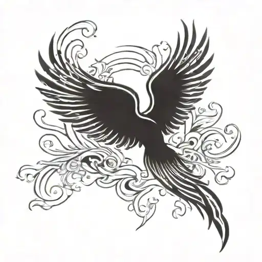 A powerful phoenix rising from the ashes, symbolizing strength and resilience in your journey of sobriety tattoo design idea