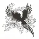 A powerful phoenix rising from the ashes, symbolizing strength and resilience in your journey of sobriety tattoo design idea
