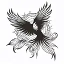 A powerful phoenix rising from the ashes, symbolizing strength and resilience in your journey of sobriety tattoo design idea