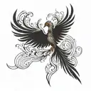 A powerful phoenix rising from the ashes, symbolizing strength and resilience in your journey of sobriety tattoo design idea