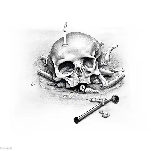 Crack Pipe with Bones coming out of it tattoo design idea