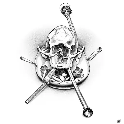 Crack Pipe with Bones in the Bowl tattoo design idea
