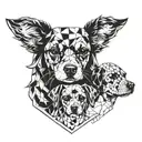 A geometric heart design featuring three different breeds of dogs - Dachshund, Chihuahua, and Shih Tzu tattoo design idea