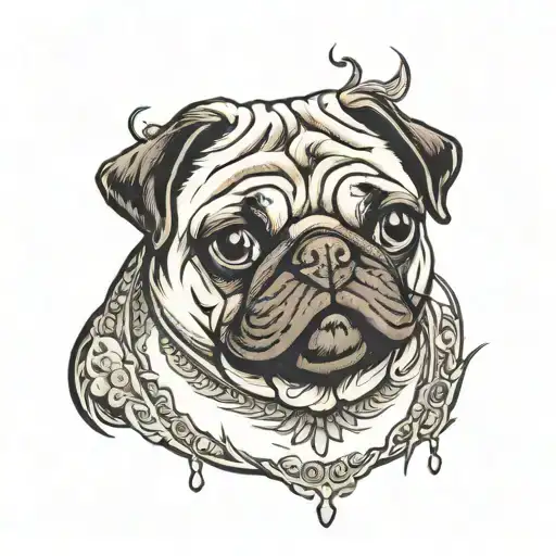 pug dog tattoo design idea