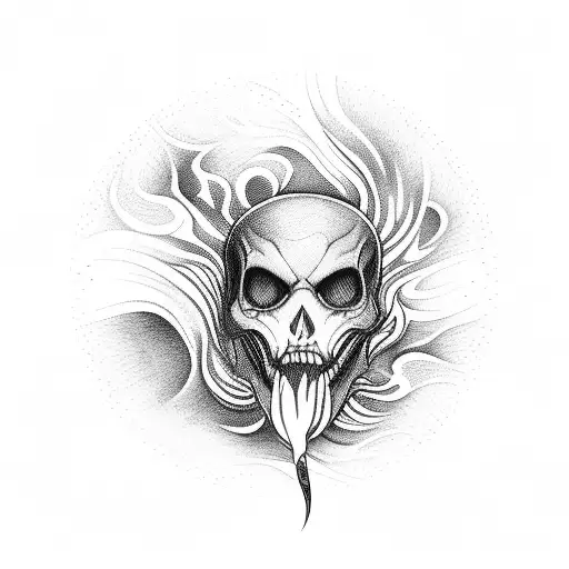 A disc golf basket surrounded by swirling flames tattoo design idea