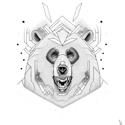 Dotwork "Brother Bear Totem" Tattoo Idea BlackInk AI