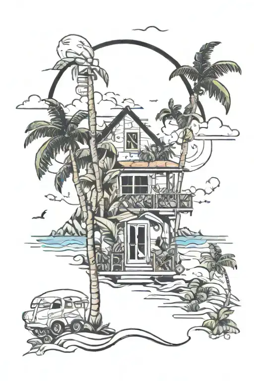 Miami Beach scene tattoo design idea