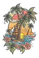 Miami Beach sunset tattoo design idea