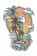 Miami Beach sunset tattoo design idea