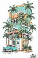 Miami Beach scene tattoo design idea
