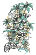 Miami Beach scene tattoo design idea