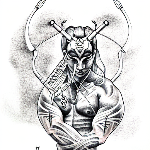 Sagittarius with big muscles  tattoo design idea