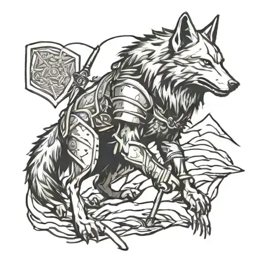 Wolf Sif from the game Dark souls tattoo design idea