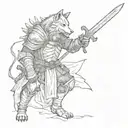 Wolf Sif from the game Dark Souls with a sword in his teeth tattoo design idea