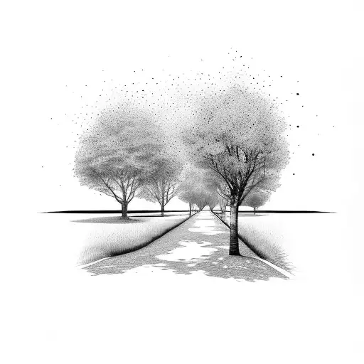 old road shade trees tattoo design idea