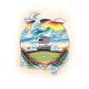 old baseball field in the distance  tattoo design idea