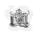 camera with fire tattoo design idea