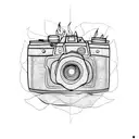 camera with fire tattoo design idea