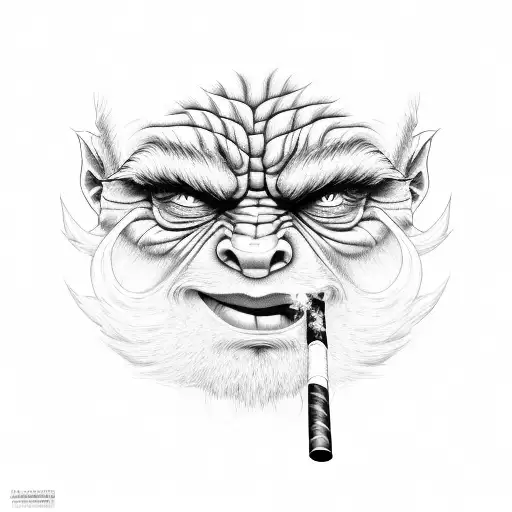 Troll smoking weed tattoo design idea