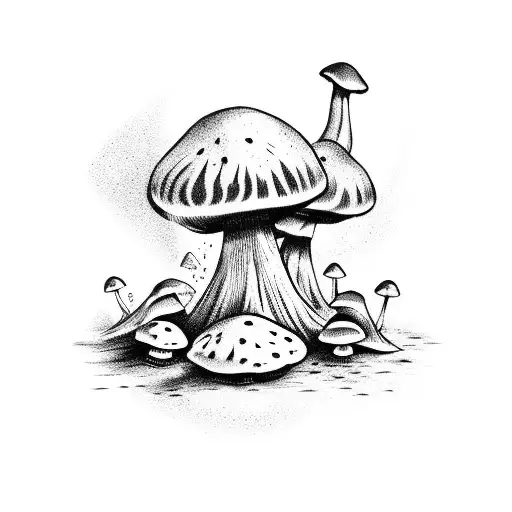 Mushrooms and trolls tattoo design idea
