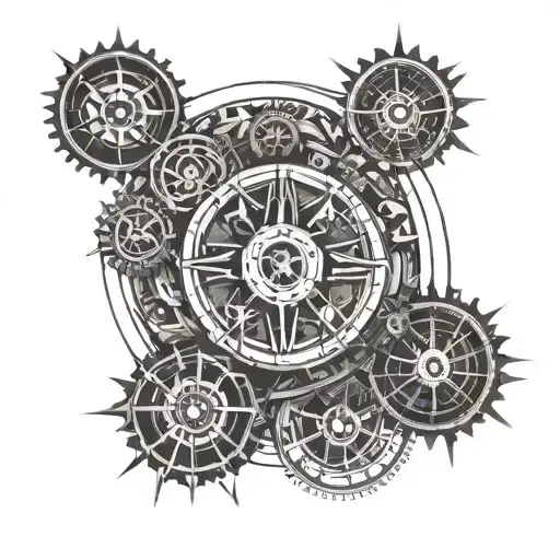 times and wheels tattoo design idea