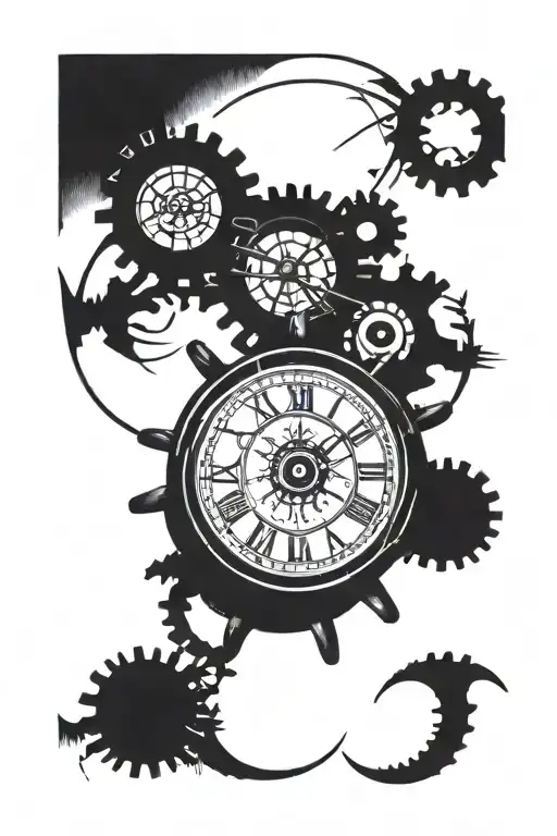 times and wheels tattoo design idea
