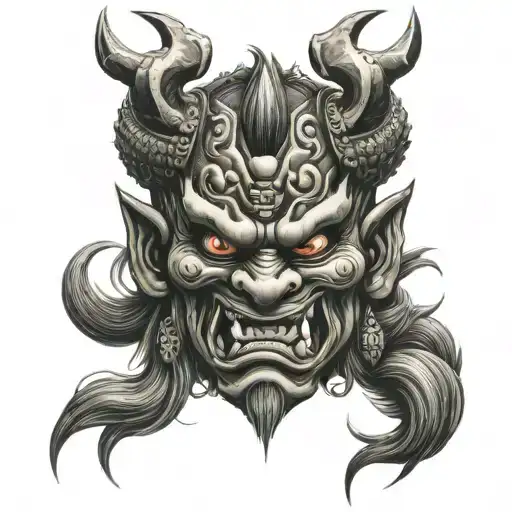 japanese oni mask tattoo design idea