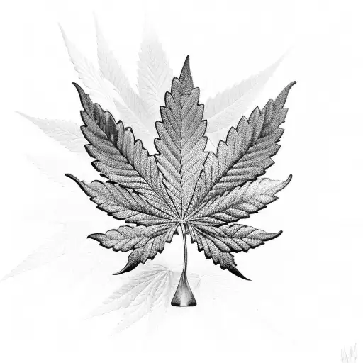 A cannabis leaf incorporated into a nature-themed tattoo inspired by personal development tattoo design idea