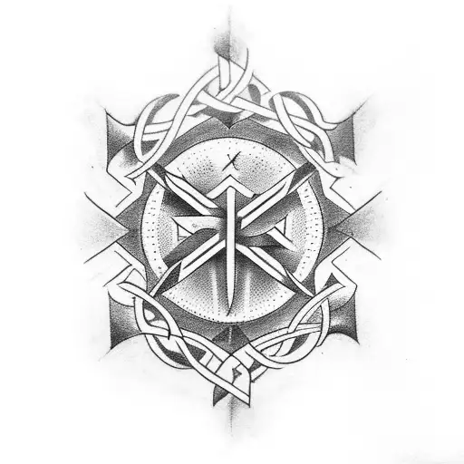 A tattoo featuring anti-Christian imagery intertwined with philosophical symbols tattoo design idea