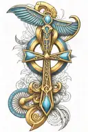 3d Egyptian ankh symbol intertwined tattoo design idea