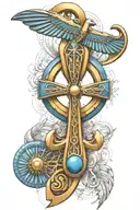 3d Egyptian ankh symbol intertwined tattoo design idea