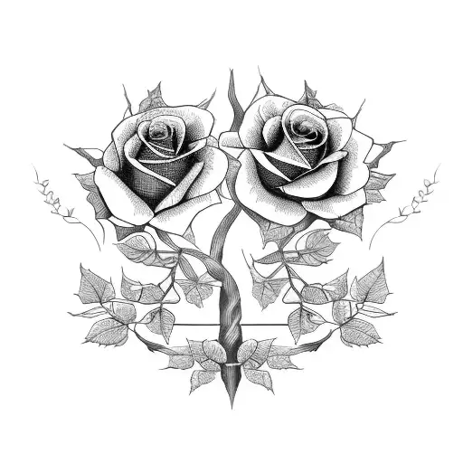 A family tree with 5 roses as leaves tattoo design idea