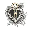 A heart-shaped lock with a keyhole in the center, symbolizing love and the ability to unlock emotions tattoo design idea
