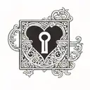A heart-shaped lock with a keyhole in the center, symbolizing love and the ability to unlock emotions tattoo design idea