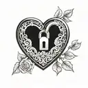 A heart-shaped lock with a keyhole in the center, symbolizing love and the ability to unlock emotions tattoo design idea