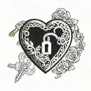 A heart-shaped lock with a keyhole in the center, symbolizing love and the ability to unlock emotions tattoo design idea