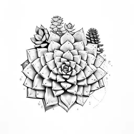 hammer and succulents  tattoo design idea