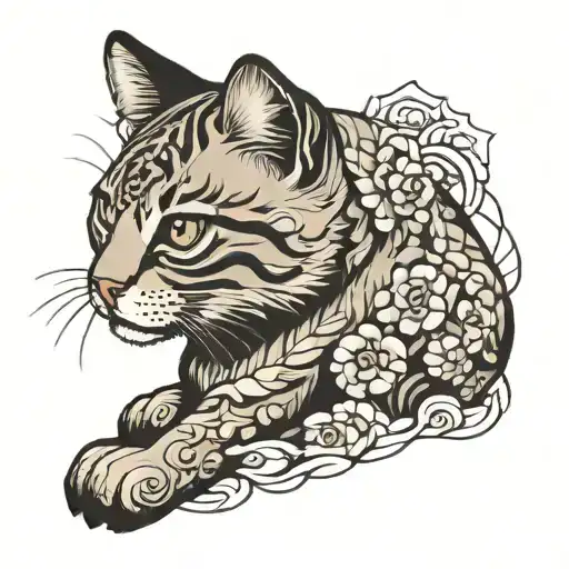 Simba cat sitting inside tattoo design idea