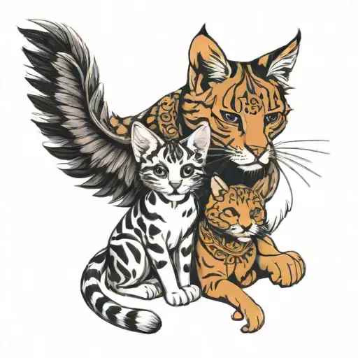 Sonam and simba cat sitting tattoo design idea