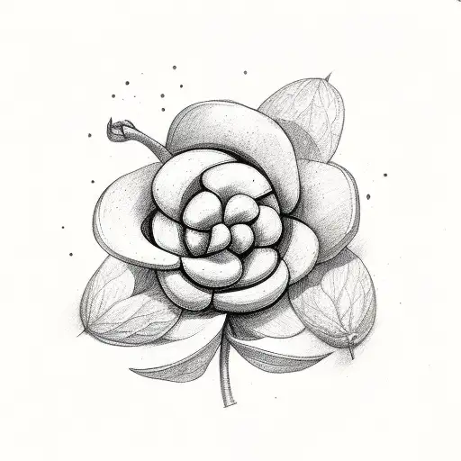 Gardenia and four leaf clover tattoo design idea