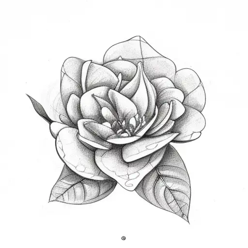 Gardenia with a four leaf clover tattoo design idea