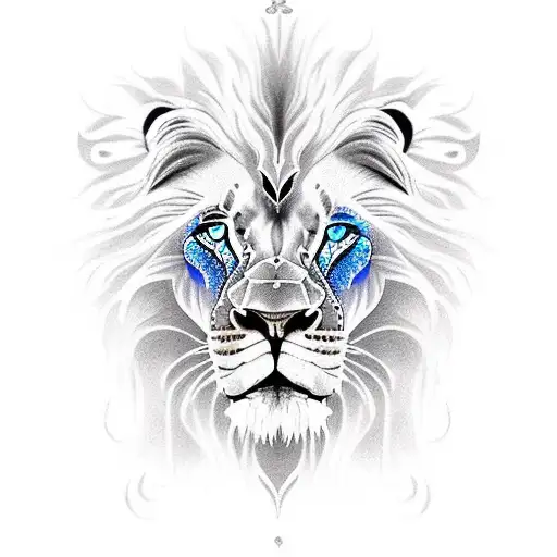 lion with blue eyes tattoo design idea