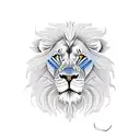lion with blue eyes tattoo design idea