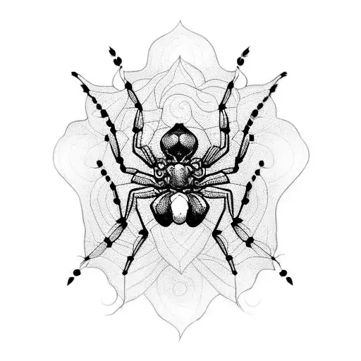 A tattoo design combining a spider and a flower in a blackwork style tattoo design idea